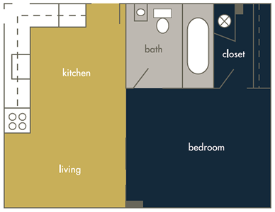 One Bedroom / One Bath - 335-450 Sq.Ft.*
