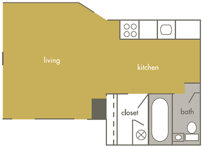 Efficiency / One Bath - 330-405 Sq.Ft.*