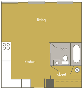 Efficiency / One Bath - 430-450 Sq.Ft.*
